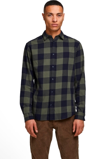 GINGHAM TWILL Hemd L/S  Dusty Olive