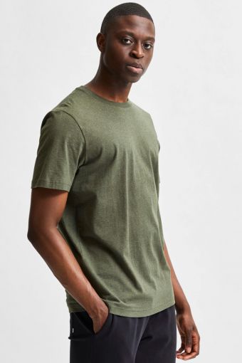 SLHNORMAN180 SS O-NECK TEE S NOOS Forest Night Melange