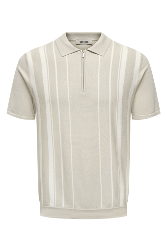 Wyler Regular Fit Zip Polo Knit Silver Lining