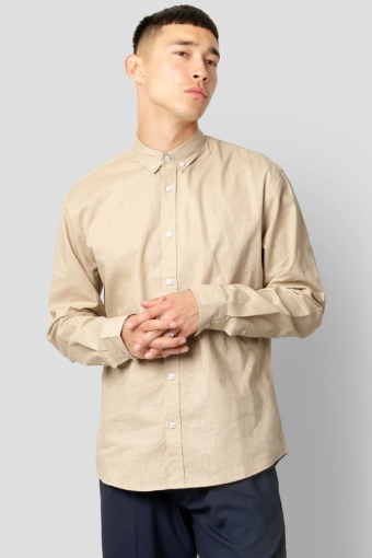 Cotton / Linen Hemd L/S Khaki