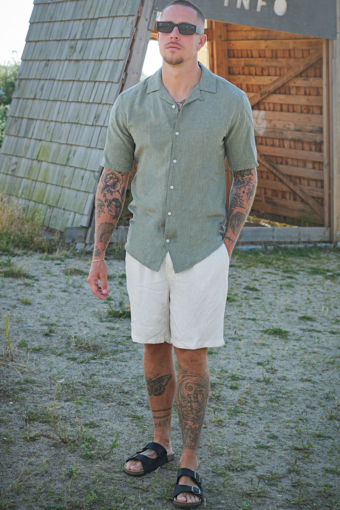 Caiden SS Resort Linen Hemd Swamp