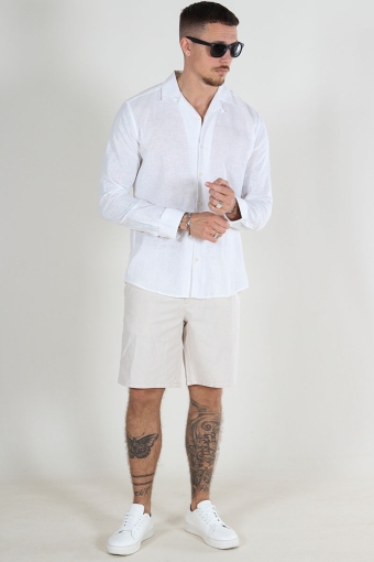 Mark Cotton Linen Shorts Silver Lining