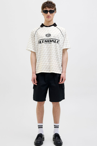 Retreat AOP Mesh Open Collar Polo SS Cloud Dancer