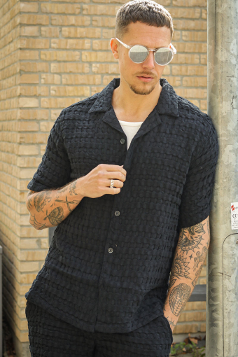 Braddock Regular SS Resort Waffle Hemd Jet Black