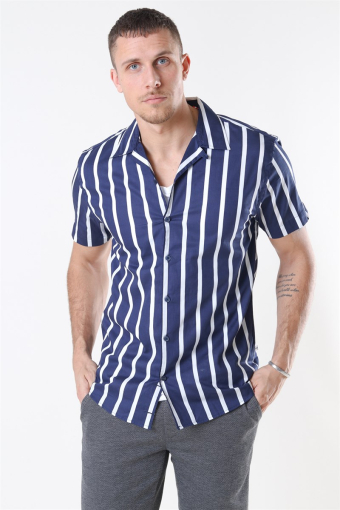 Cuba Hemd Gr. 87 S/S Dark Blue/White