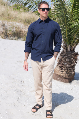 Slim Sun Linen Hemd LS Sky Captain