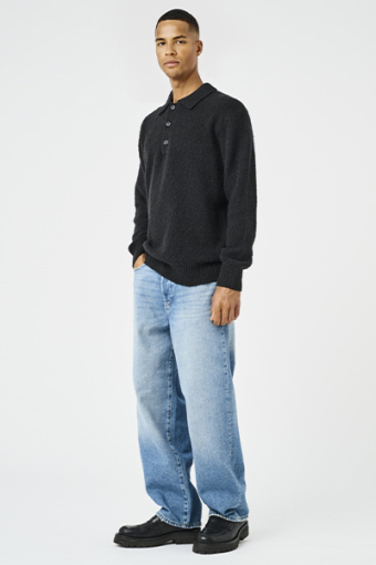 Dale Relaxed Fit Polo Knit Black