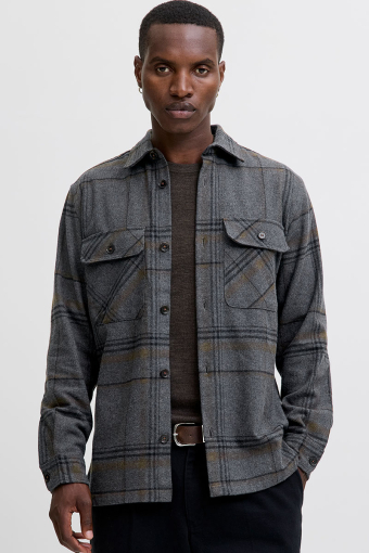 Rayle Melange Check LS Overshirt Dark Grey