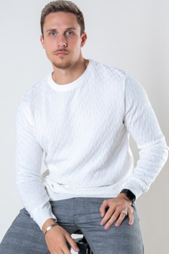 Bertil Cotton crew neck knit Off White