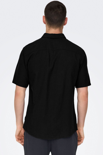 Caiden SS Linen Hemd Black