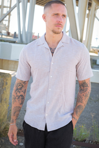 Caiden SS Resort Linen Hemd Chinchilla