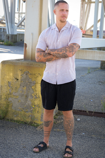 Caiden SS Resort Linen Hemd Chinchilla