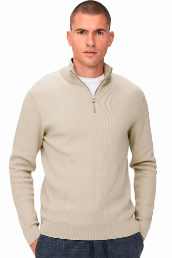 PHIL COTTON HALF ZIP KNIT Silver Lining