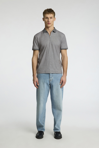 Fave Zip Polo SS Medium Grey Melange
