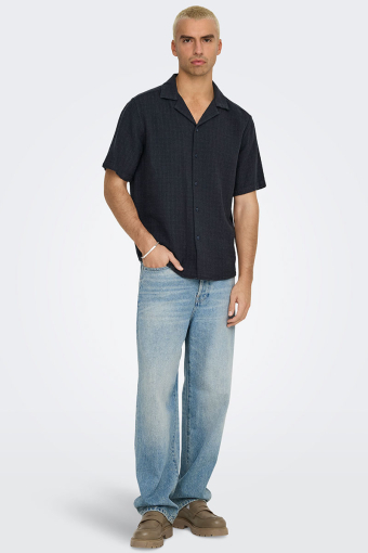 Latham Resort Linen Structure Hemd Dark Navy