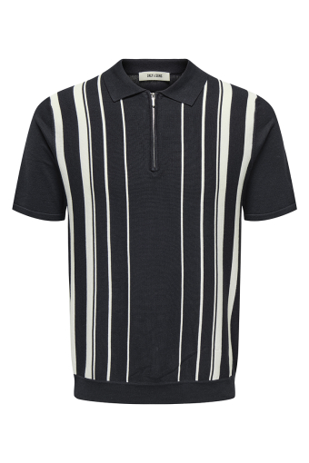 Wyler Regular Fit Zip Polo Knit Dark Navy