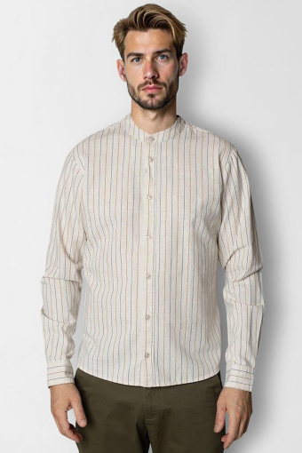Ran Mao Hemd L/S Light beige stripe