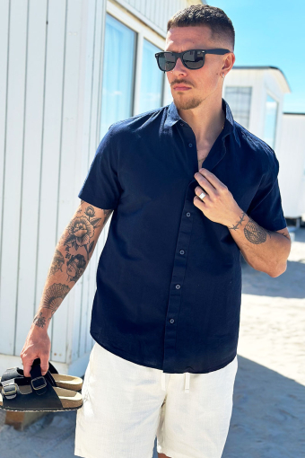 Regular New Linen Hemd SS Sky Captain