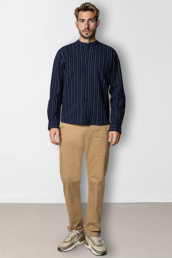 Ran Mao Hemd L/S Navy Stripe
