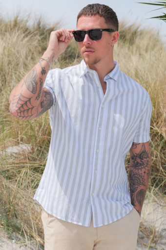 Regular Sun Linen Hemd SS Iceberg Green Stripe