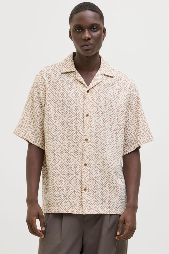 Vincent Print Resort SS Hemd Oatmeal