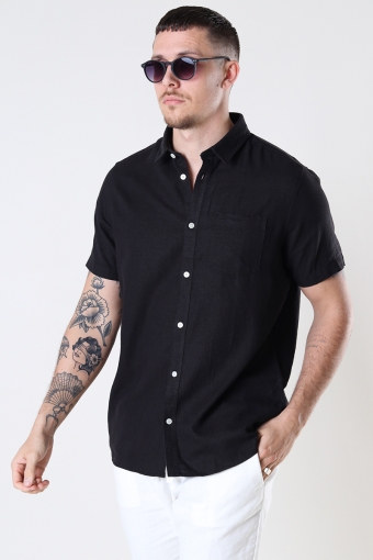 Allan SS Linen Hemd True Black