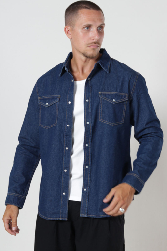 Bane Regular Fit Denim Hemd Dark Blue Denim