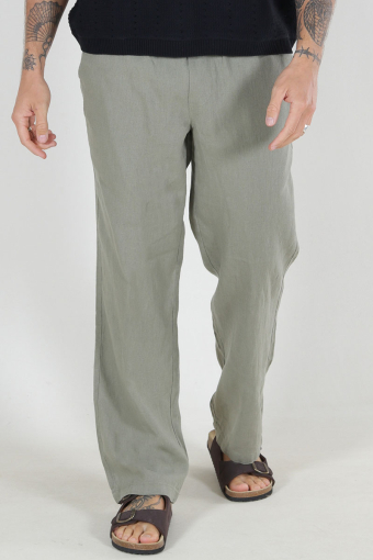 Allan Elsticated Wide Fit Linen Pants Vetiver