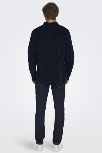 Michael Regular Fit Stretch Cord Hemd LS Navy Blazer