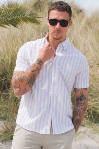 Regular Sun Linen Hemd SS Pure Cashmere Stripe
