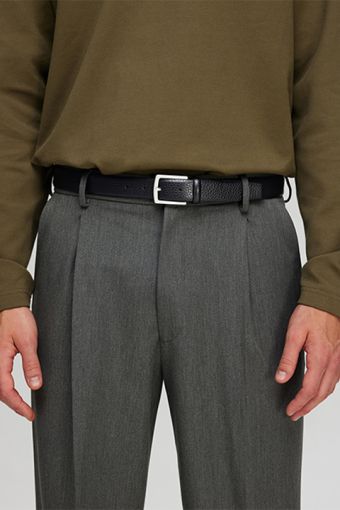 Carl Classic Grained Leather Belt Black