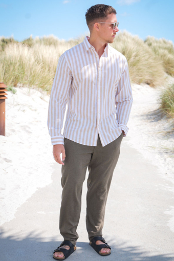 Slim Sun Linen Hemd LS Pure Cashmere Stripe