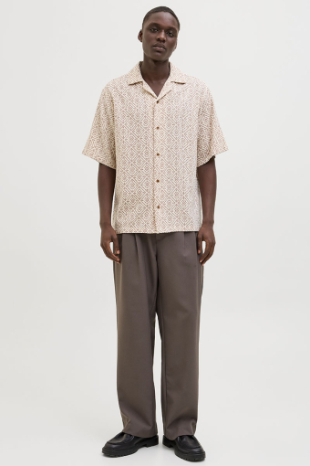 Vincent Print Resort SS Hemd Oatmeal