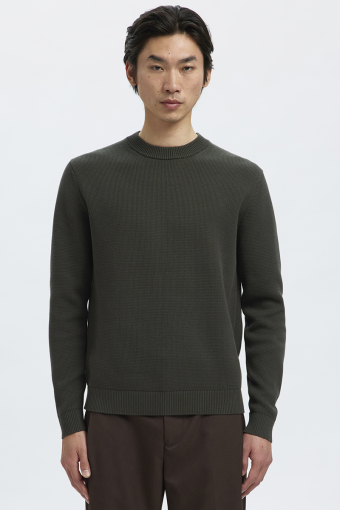 Dane LS Structure Knit Crew Neck Deep Forest