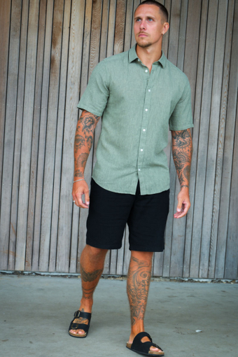 Caiden SS Linen Hemd Swamp