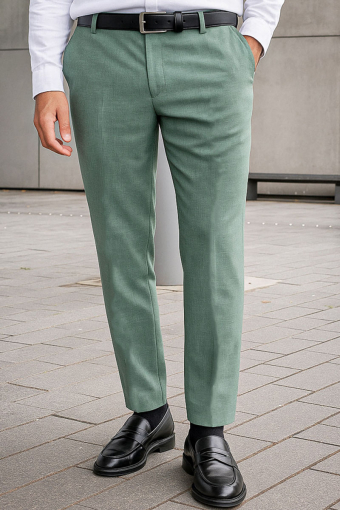 SLIM OASIS LINEN PANTS Light Green Melange