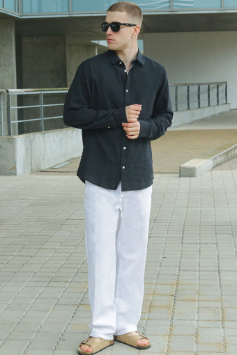 Sinus Loose Cotton Linen Pants Bright White