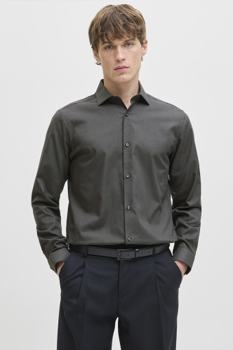 Parker Wrinkle Resistant Hemd LS Dark Grey Melange