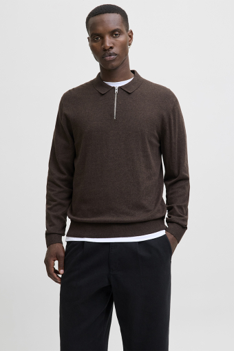 Emil Knit Polo Half Zip LS Mulch