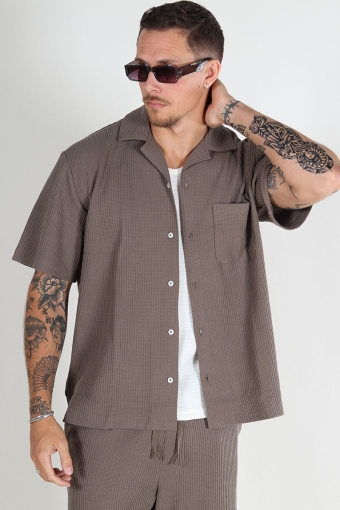Boxy Casper Waffle SS Hemd Morel