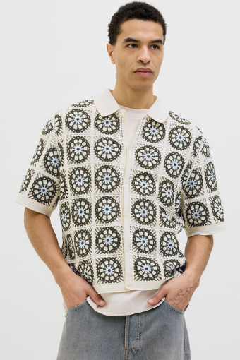 Cartagena Crochet Knit Polo Sea Salt