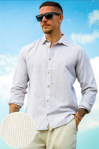 Summer Hemd LS Oxford Tan Stripe