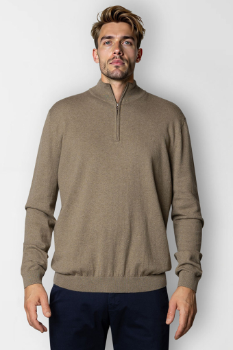 Claude half zip knit Dark beige melange