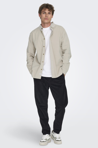 Michael Regular Fit Stretch Cord Hemd LS Silver Lining