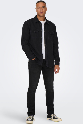 Bane Regular Fit Denim Hemd Dark Grey Denim