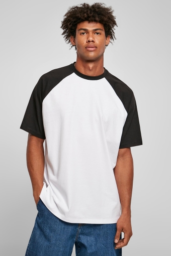 Organic Oversized Raglan Tee White/Black