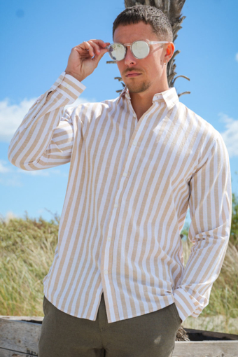 Slim Sun Linen Hemd LS Pure Cashmere Stripe
