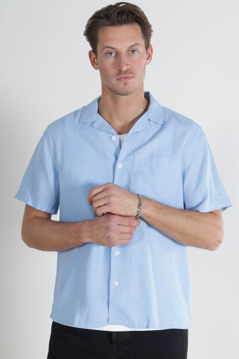 Allan Cuba Linen Hemd Chambray Blue