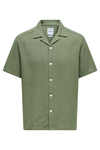 Bertil Waffle SS Resort Hemd Deep Lichen Green