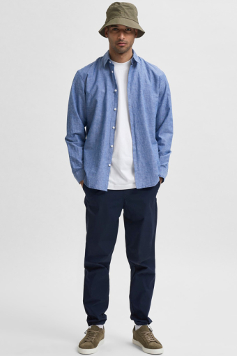 Slim Sun Linen Hemd LS Medium Blue Denim